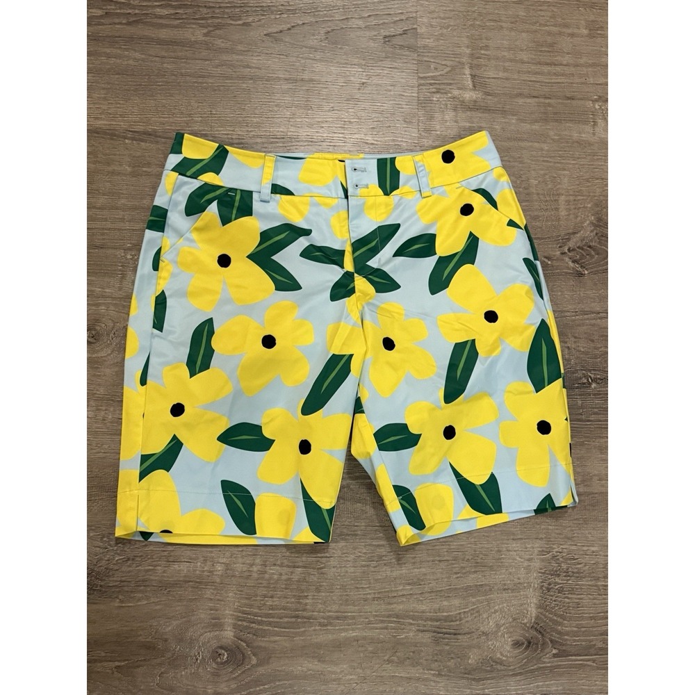 Loudmouth Golf Shorts Womens 8 Yellow Dogwood Colorful Bermuda